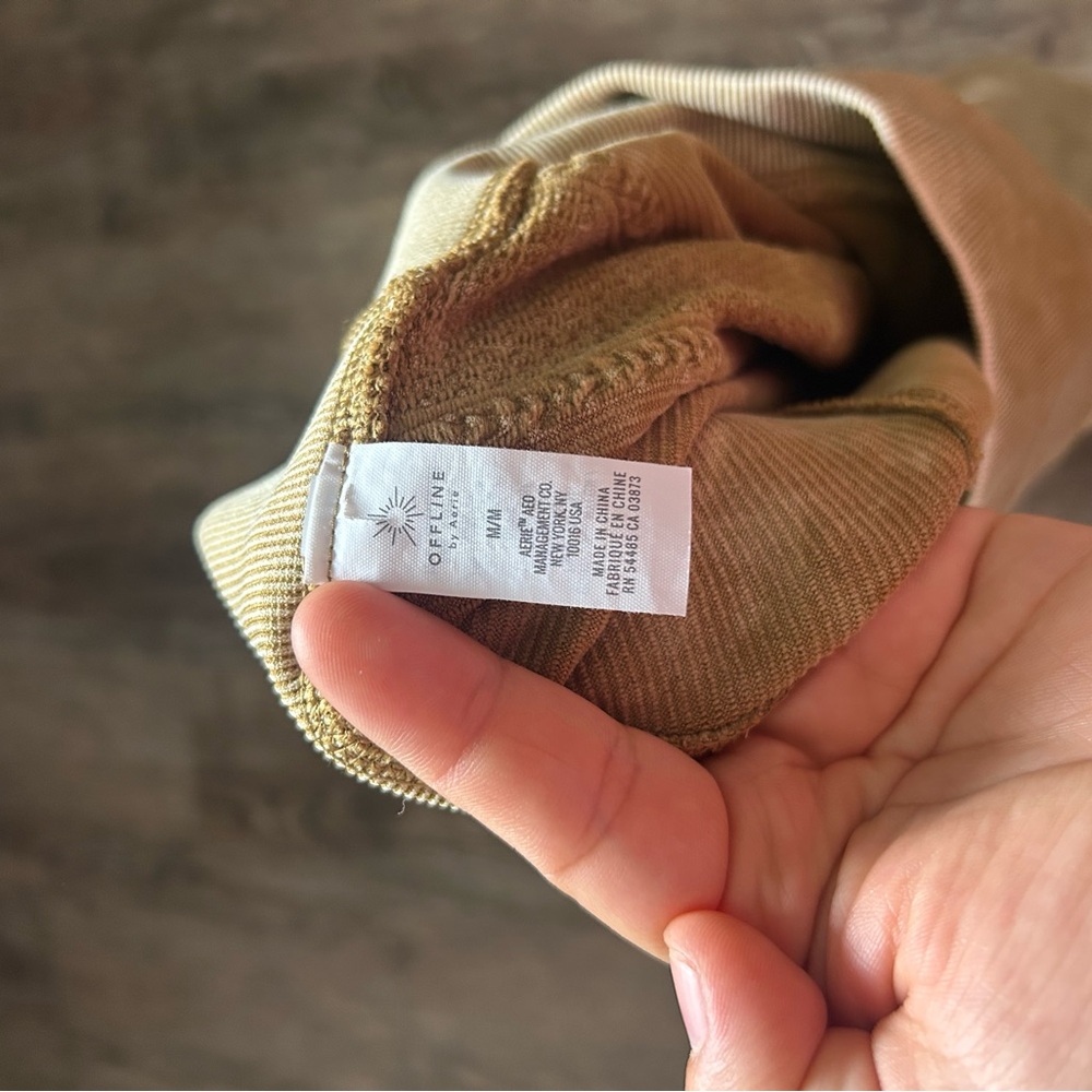 Aerie Offline Mustard Yellow Ribbed Seamless 7/8 Legging High Rise Sz M - Picture 4 of 7